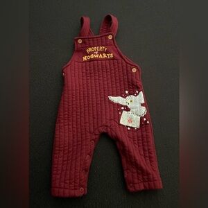 Wizarding World of Harry Potter maroon quilted overalls w/ Hedwig toddler sz 12M